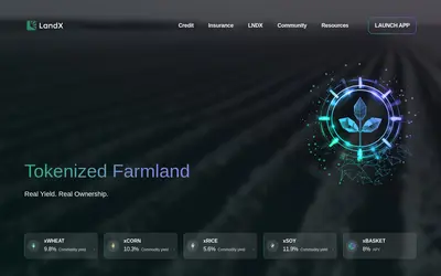 Website screenshot of LandX Governance Token (2026-04-26)
