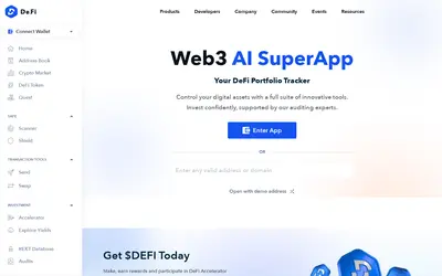 Website screenshot of DeFi (2026-04-25)