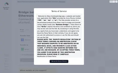 Website screenshot of Bridged USDC (Rainbow Bridge) (2026-05-25)