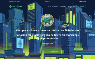Website screenshot of Detodocoin (2026-05-25)