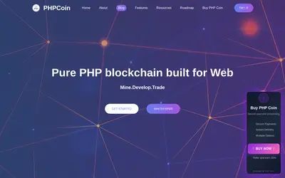 Website screenshot of PHPCoin (2026-04-26)