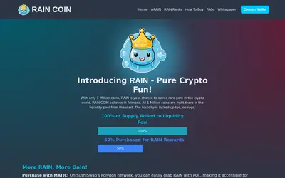 Website screenshot of Rain Coin (2026-05-22)