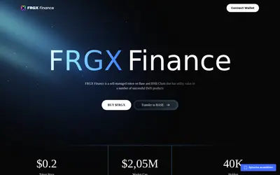 Website screenshot of FRGX Finance (2026-04-25)