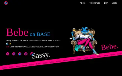 Website screenshot of Bebe on Base (2026-05-25)