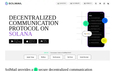 Website screenshot of SolMail (2026-05-25)