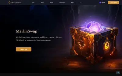 Website screenshot of MerlinSwap (2026-05-19)