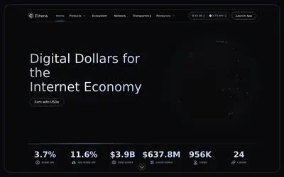 Website screenshot of Ethena (2026-04-24)