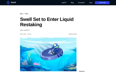 Website screenshot of Restaked Swell ETH (2026-04-25)