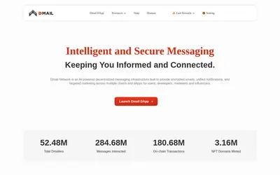 Website screenshot of Dmail Network (2026-05-20)