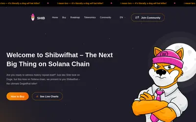 Website screenshot of Shibwifhatcoin (2026-05-20)