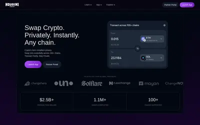 Website screenshot of Houdini Swap (2026-05-20)