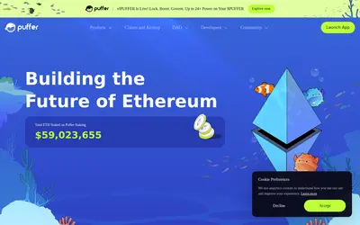 Website screenshot of pufETH (2026-05-21)