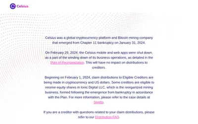 Website screenshot of Celsius Network (2026-05-20)