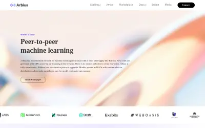 Website screenshot of Arbius (2026-05-25)