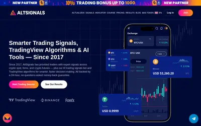 Website screenshot of AltSignals (2026-04-26)