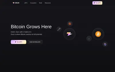 Website screenshot of Zeus Network (2026-04-25)