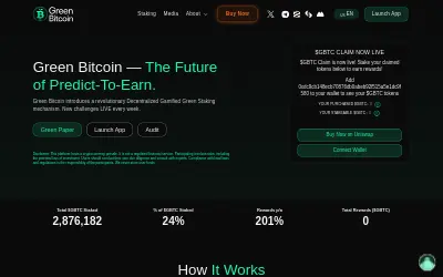 Website screenshot of Green Bitcoin (2026-06-01)