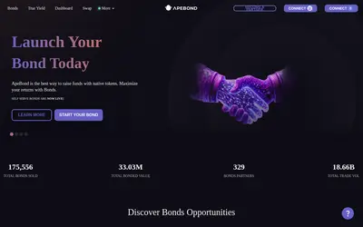 Website screenshot of ApeBond (2026-04-26)