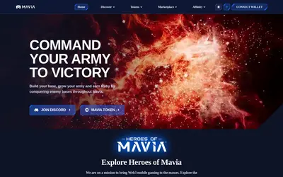 Website screenshot of Heroes of Mavia (2026-05-21)