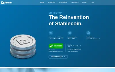 Website screenshot of Diment Dollar (2026-06-01)