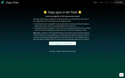 Website screenshot of Zippy Staked SOL (2026-05-19)