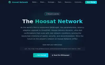 Website screenshot of Hoosat Network (2026-05-25)