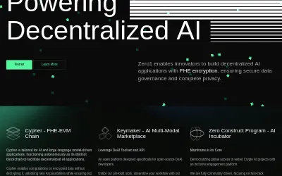 Website screenshot of Zero1 Labs (2026-05-25)