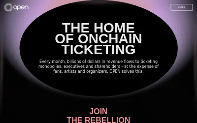 Website screenshot of OPEN Ticketing Ecosystem (2026-05-25)