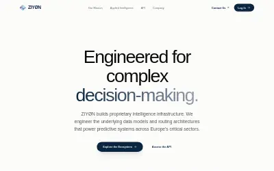 Website screenshot of ZIYØN SAS (2026-05-25)