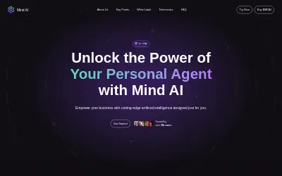 Website screenshot of MindAI (2026-05-25)