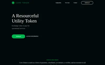 Website screenshot of Core Token (2026-05-22)