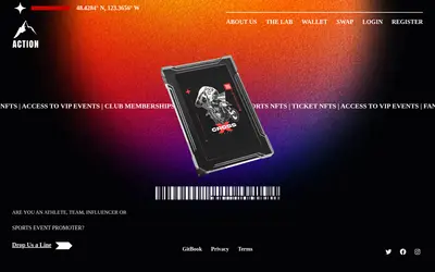 Website screenshot of Action Coin (2026-04-25)