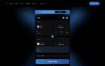 Website screenshot of XSwap (2026-05-26)