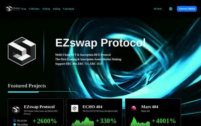 Website screenshot of EZswap Protocol (2026-04-26)
