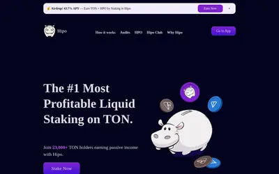 Website screenshot of Hipo Staked TON (2026-05-21)