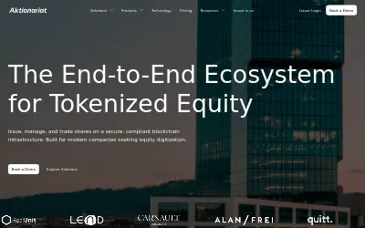 Website screenshot of Aktionariat Alan Frei Company Tokenized Shares (2026-05-26)