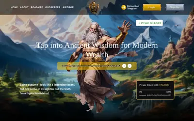 Website screenshot of Solana Gods (2026-04-22)
