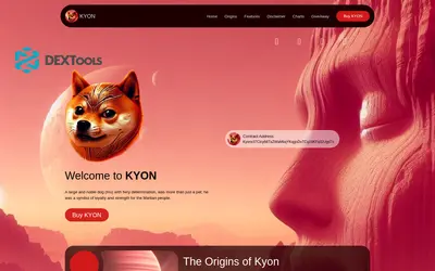 Website screenshot of Kyon The Martian Inu (2026-04-25)