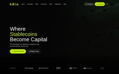 Website screenshot of Kaia (2026-05-21)