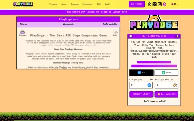 Website screenshot of Playdoge (2026-05-26)