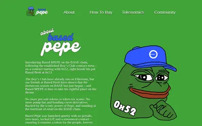 Website screenshot of Based Pepe (2026-04-25)
