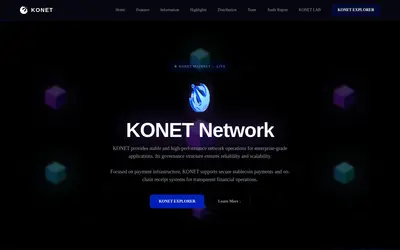 Website screenshot of KONET (2026-05-22)