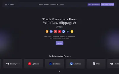 Website screenshot of CyberDEX (2026-05-21)