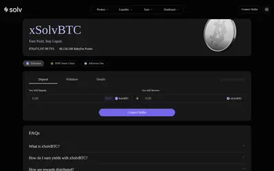 Website screenshot of Solv Protocol SolvBTC.BBN (2026-05-20)