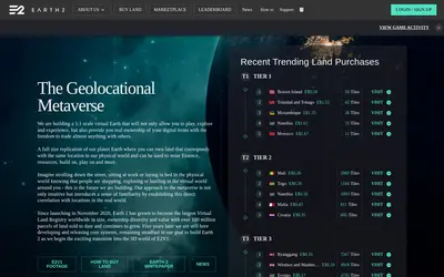 Website screenshot of Earth 2 Essence (2026-05-20)