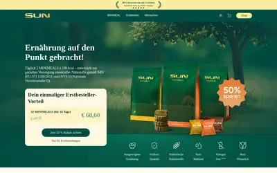 Website screenshot of SUN Minimeal (2026-05-22)