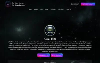 Website screenshot of UFO Token (2026-04-26)