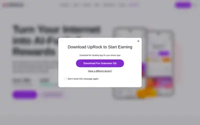 Website screenshot of UpRock (2026-04-23)