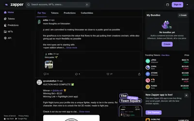 Website screenshot of Zapper Protocol (2026-04-26)