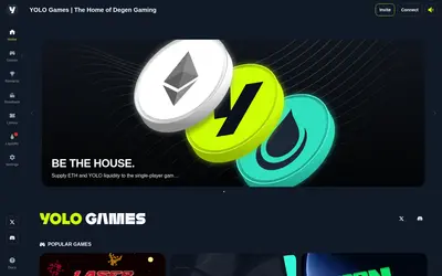 Website screenshot of YOLO Games (2026-04-26)